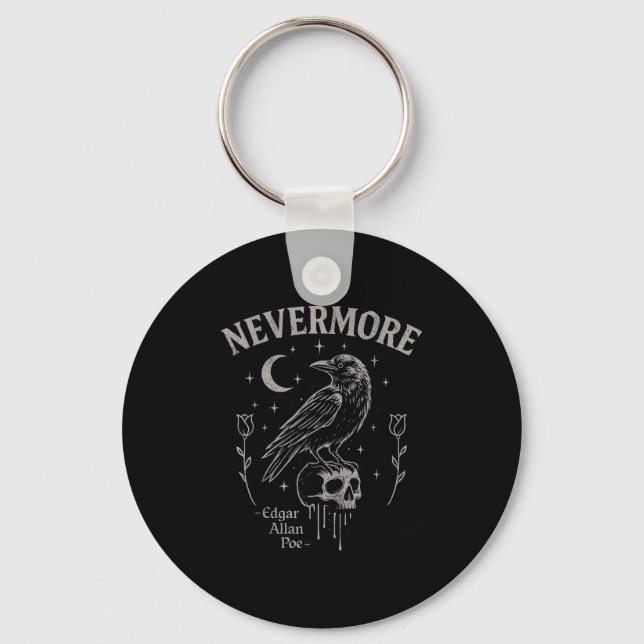Llavero Nevermore Raven Skull Art, Gothic Edgar Allan Poe (Anverso)