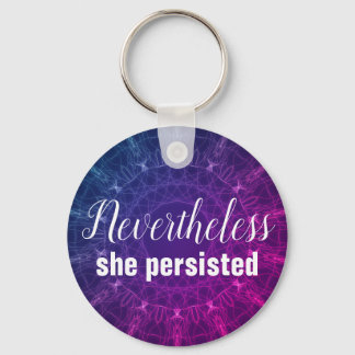 Llavero Nevertheless She Persisted Quote Purple White Girl