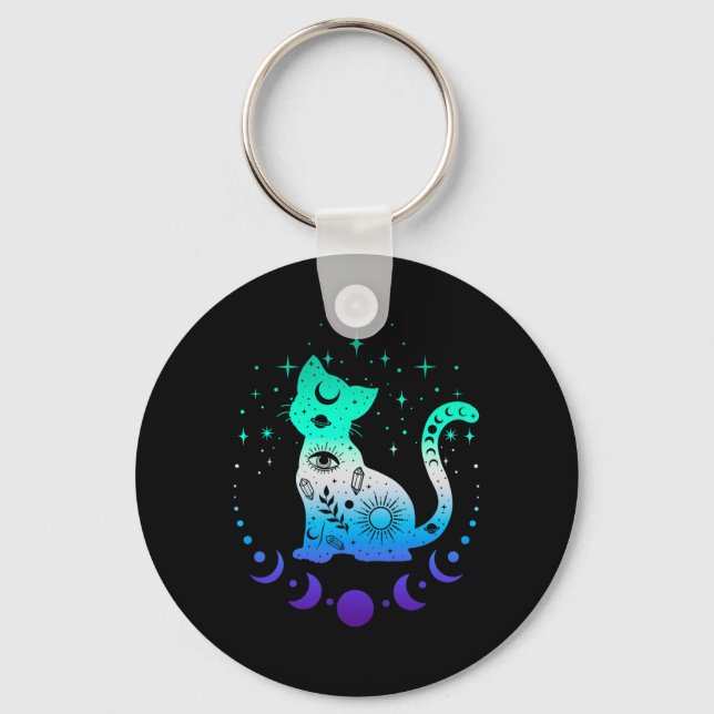 Llavero New Blue Gay Male Mlm Pride Flag, Astrology Cat  (Anverso)