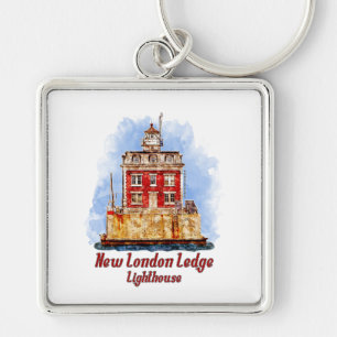 Llavero New London Ledge Lighthouse Watercolor Connecticut