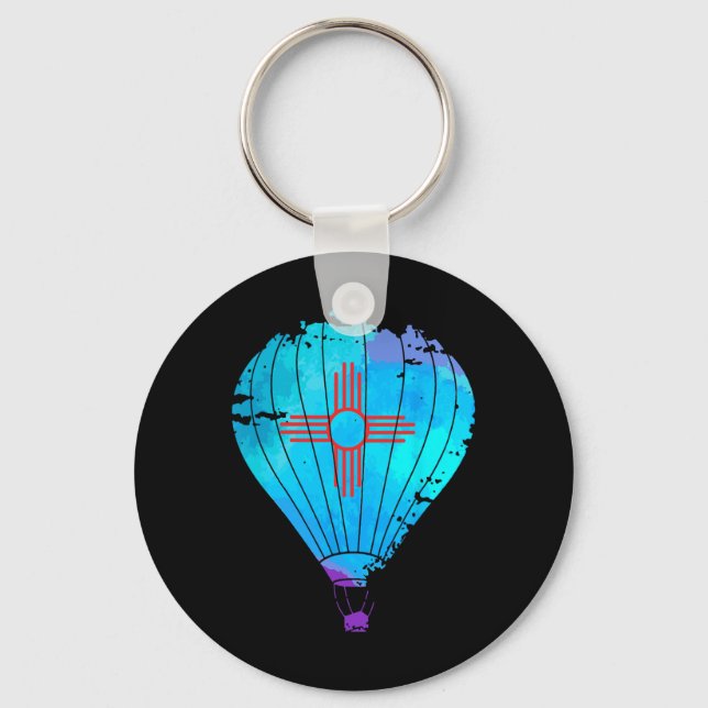 Llavero New Mexico Festival Hot Air Balloon Zia Gift  (Anverso)