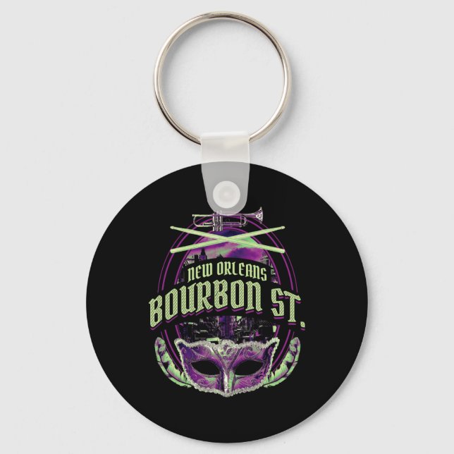 Llavero New Orleans Bourbon Street Mardi Gras French Quart (Anverso)