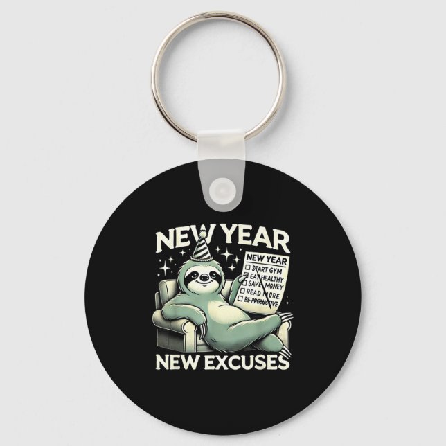 Llavero New Year New Excuses Funny Lazy Sloth New Year Res (Anverso)