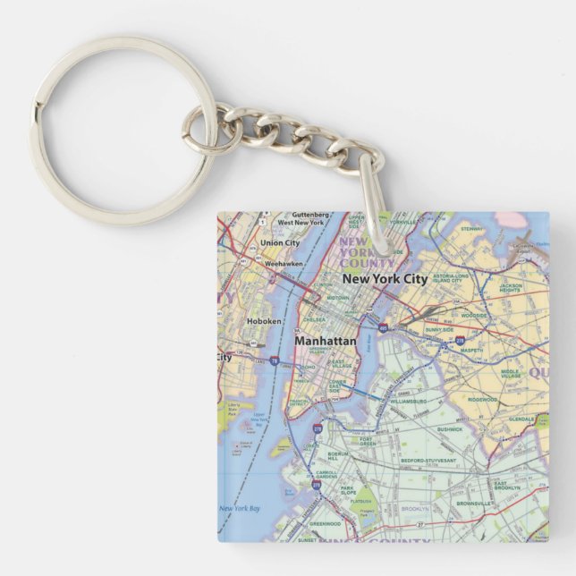 Llavero New York City Metro Area Wall Map (Frente)