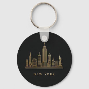 Llavero New York City Skyline Gold Line Art