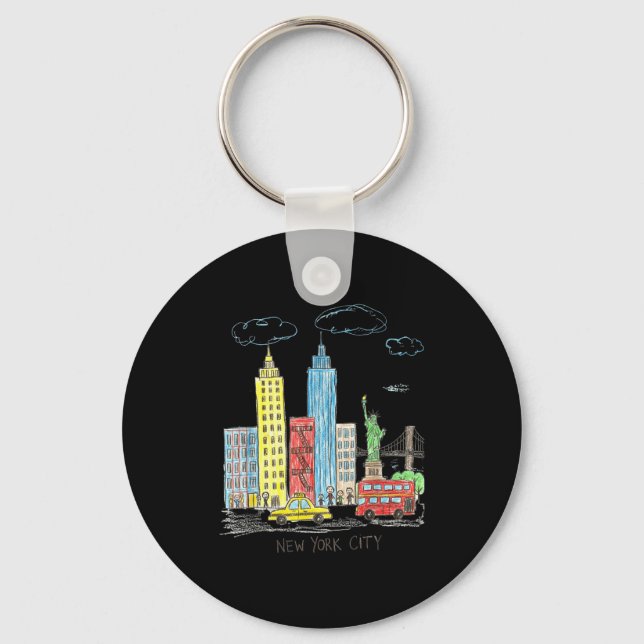 Llavero New York City Skyline Illustration Urban Kids Art  (Anverso)
