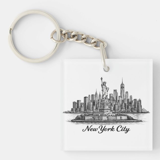 Llavero New York City Skyline Line Art Illustration (Frente)