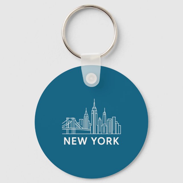 Llavero New York City Skyline Minimalist White Line Art  (Anverso)