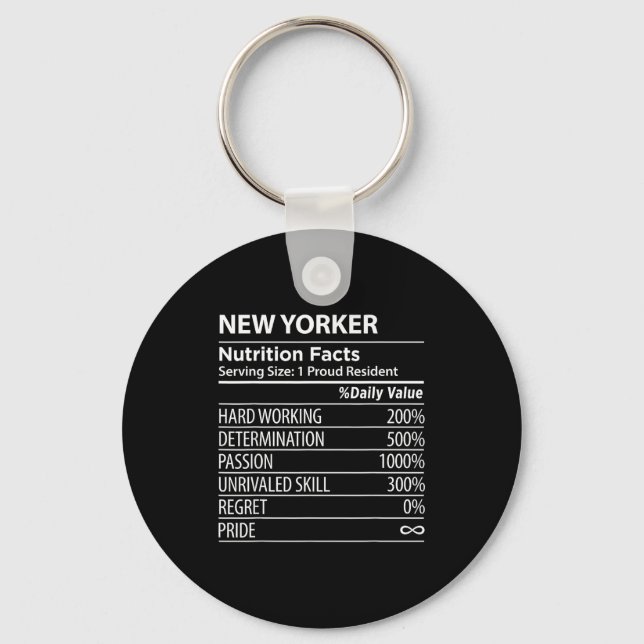 Llavero New Yorker Nutrition Facts Funny New York Pride  (Anverso)