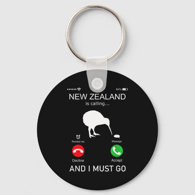 Llavero New Zealand Is Calling And I Must Go, Zealand Funn (Anverso)