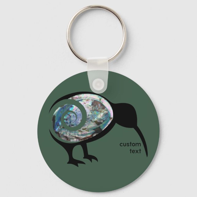 LLAVERO NEW ZEALAND KIWI BIRD PAUA BLACK GREEN FERN KORU (Anverso)