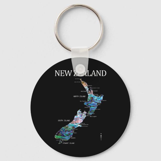 Llavero New Zealand Kiwi Detailed Map  (Anverso)