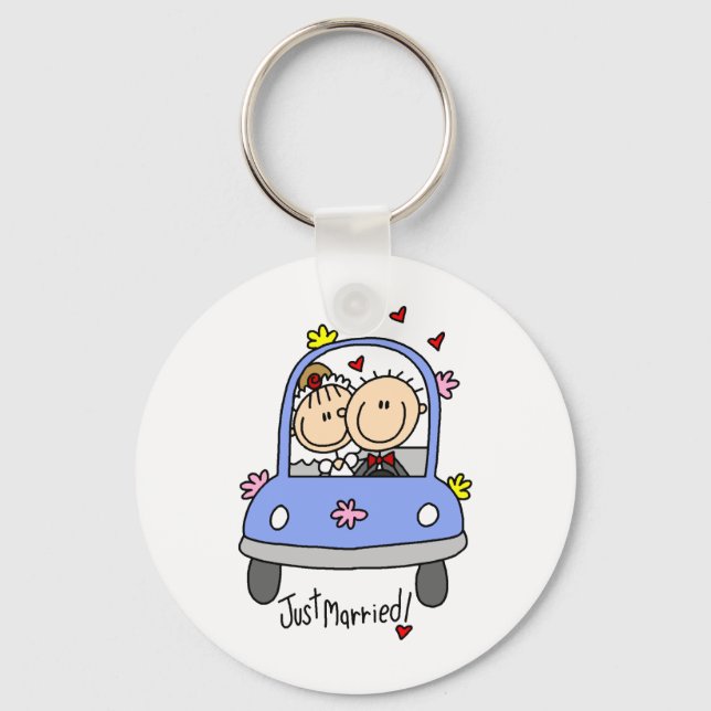 Llavero Newleywed Just Married Stick Figures (Anverso)