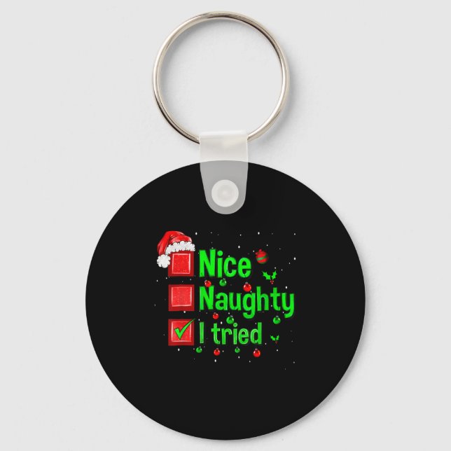 Llavero Nice Naughty I Tried Funny Christmas Family Matchi (Anverso)