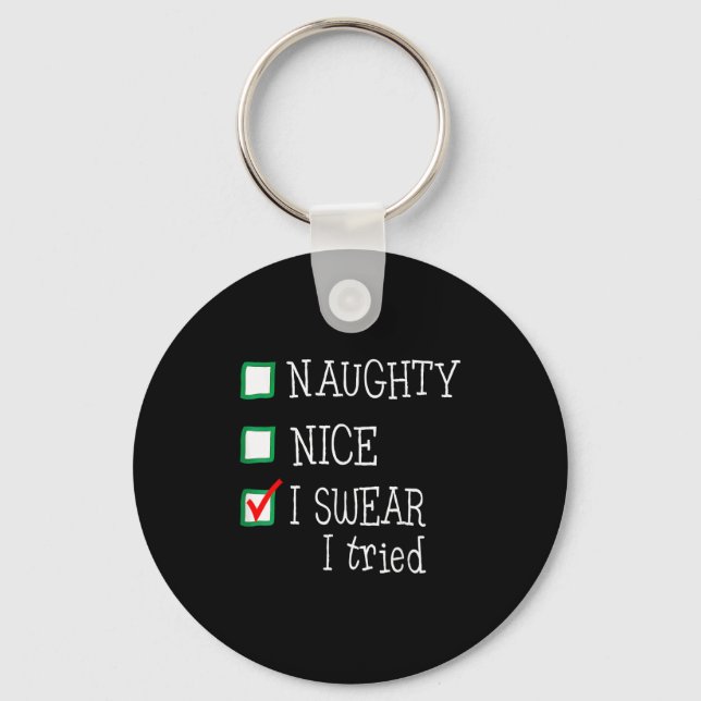 Llavero Nice Naughty I Tried Funny Christmas Family Pajama (Anverso)