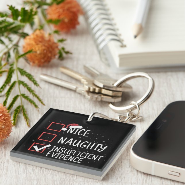 Llavero Nice Naughty Insufficient Evidence Christmas Funny (Frente Derecha)