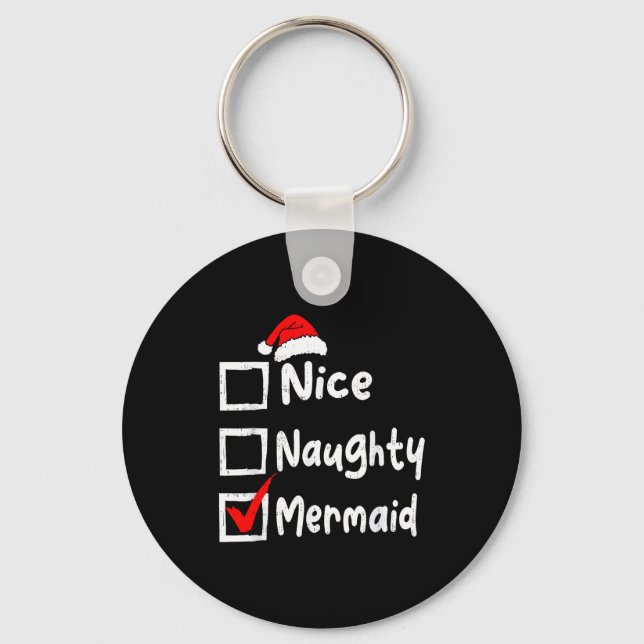 Llavero Nice Naughty Mermaid Funny Christmas List Family M (Anverso)