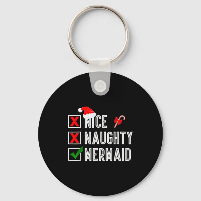 Llavero Nice Naughty Mermaid Merry Christmas Santa Claus X (Anverso)