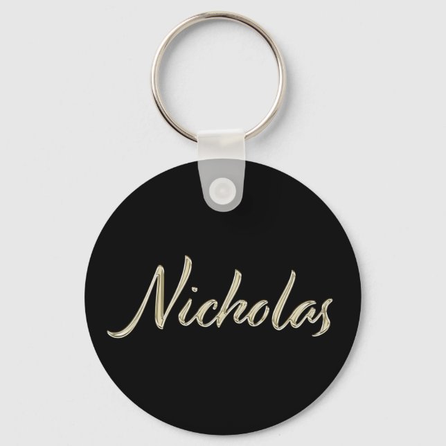 Llavero Nicholas Name whitegold Button Schlüsselanhänger (Anverso)