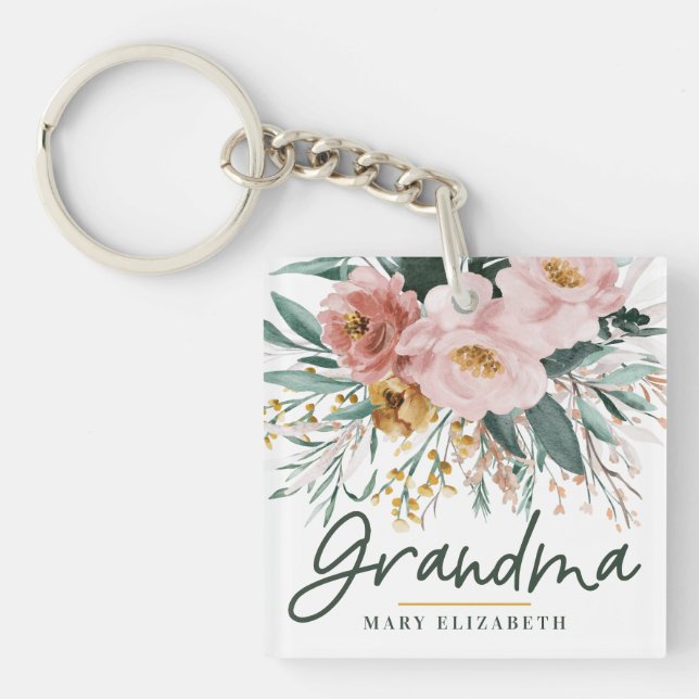 Llavero Nieta floral de acuarela moderna  (Frente)