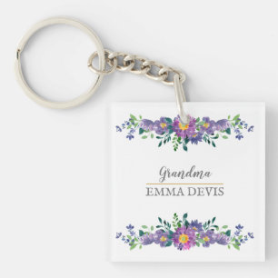 Llavero Nieta floral de acuarela moderna de escritura eleg