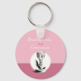 Llavero Nieta primera comunión rosa, cáliz