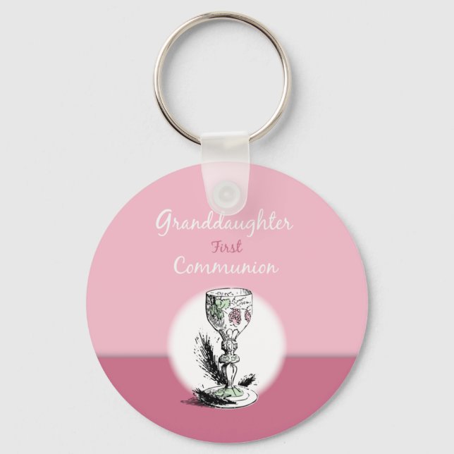 Llavero Nieta primera comunión rosa, cáliz (Anverso)