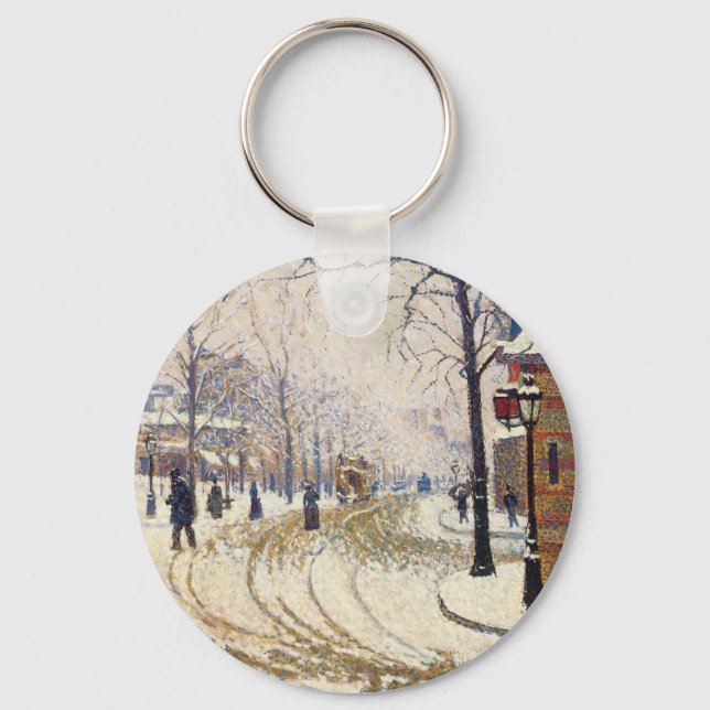 Llavero Nieve, Boulevard de Clichy, París por Paul Signac (Anverso)