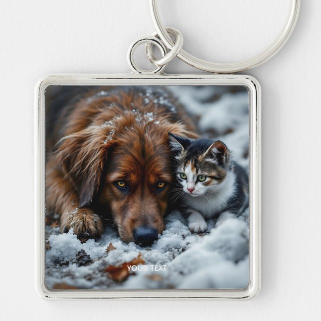Llavero Nieve de gato de perro maldición (Frente)