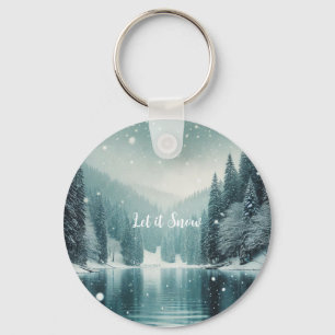 Llavero Nieve en invierno, lago de montaña