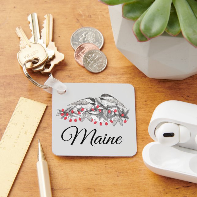 Llavero Nieve feriada para Navidades de invierno con aves  (Escritorio )