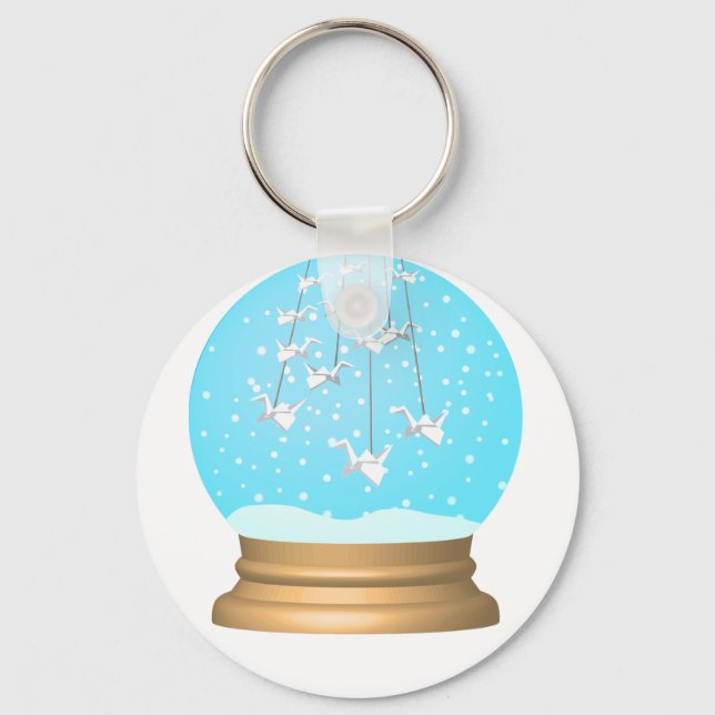 Llavero Nieve globo de nieve Origami snowglobe (Anverso)