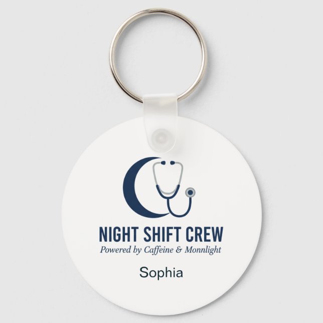Llavero Night Shift Crew Nurse Stethoscope Moon Custom (Anverso)