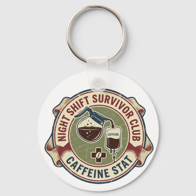 Llavero Night Shift Survivor Club Caffeine Nurse Coffee (Anverso)