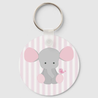 Llavero Niña bebé niña elefante rosa con franjas