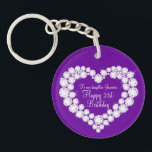 Llavero Niña corazón regalo de cumpleaños 21<br><div class="desc">Efecto gráfico del diamante de bonito en la cadena de teclas del keepsake púrpura. Perfecto para mostrar un regalo especial extra para su hija en el cumpleaños 21 especial,  como un coche o puede ser personalizado con sus propias palabras. Diseño exclusivo de Sarah Trett para www.mylittleeden.com en Zazzle.</div>