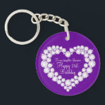 Llavero Niña corazón regalo de cumpleaños 21<br><div class="desc">Efecto gráfico del diamante de bonito en la cadena de teclas del keepsake púrpura. Perfecto para mostrar un regalo especial extra para su hija en el cumpleaños 21 especial,  como un coche o puede ser personalizado con sus propias palabras. Diseño exclusivo de Sarah Trett para www.mylittleeden.com en Zazzle.</div>