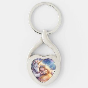Llavero Niña Durmiendo Paisaje de Sueños de Unicornio