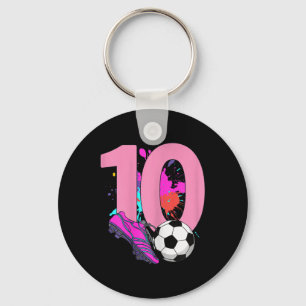 Llavero Niña Jugadora de Fútbol Cumple 10 Años Pie 10 Años