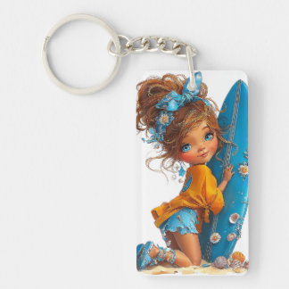 LLAVERO NIÑA LINDÍSIMA Y CAPRICHOSA CON TEMA DE VERANO