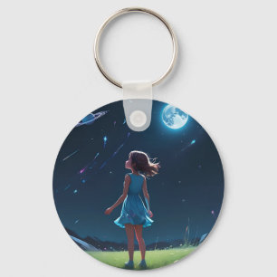 Llavero Niña Mirando Las Estrellas
