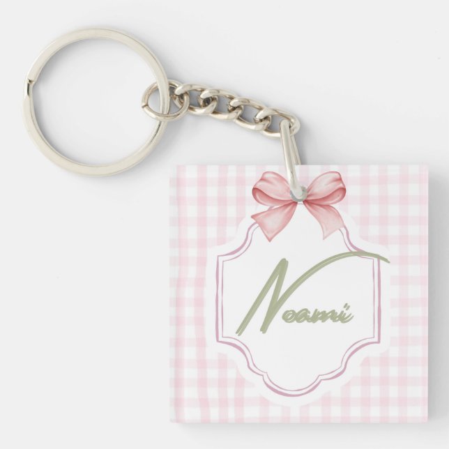 Llavero Niña Nove Noemí Personalizada Bow&Gingham (Frente)