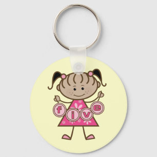 Llavero Niña pequeña 5 camisetas de cumpleaños y regalos