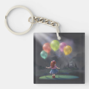 Llavero Niña pequeña con globos