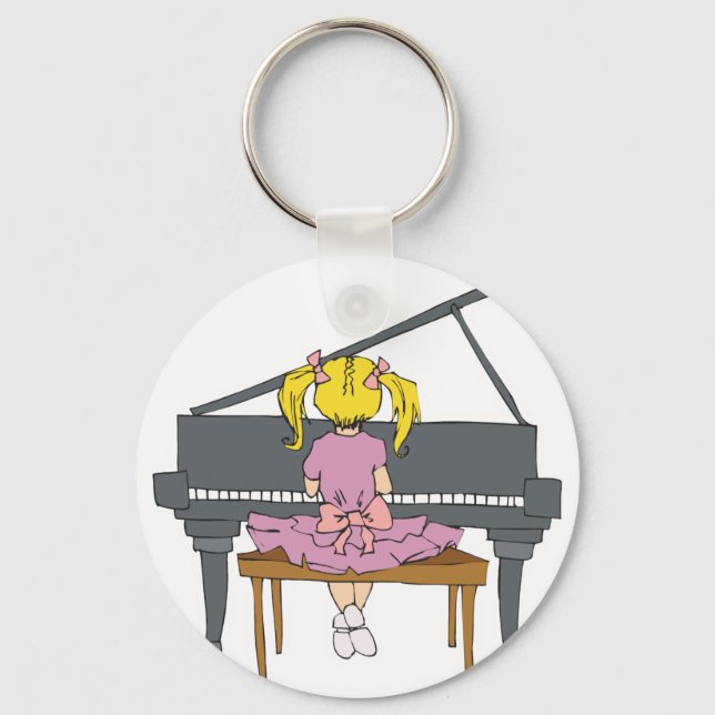 Llavero niña pequeña tocando piano (Anverso)