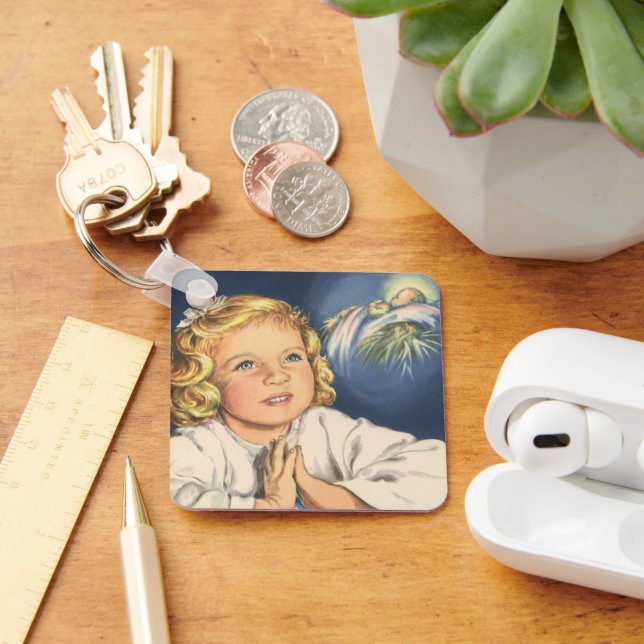 Llavero Niña rezando a Jesucristo, oraciones a la hora de  (Escritorio )