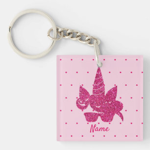 Llavero Niñas Purpurinas Rosa Unicorn