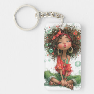 LLAVERO NIÑAS VERDES Y ROJAS DIVERTIDAS DE VERANO