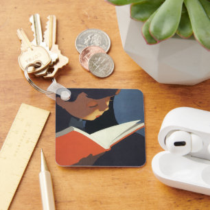 Llavero Niño Antiguo Leyendo un Libro de la Biblioteca