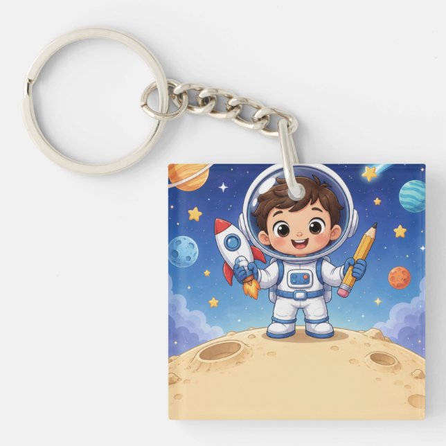 Llavero Niño Astronauta Listo para Explorar (Frente)